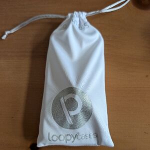 iPhone 14Pro LoopyCases White Pouch with Gold Glitter Case